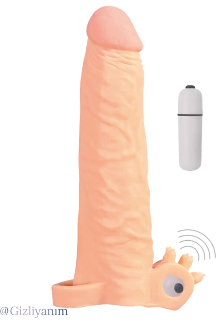 X-Tender Series - X-Tender Realistik Sleve - 19 cm Uzunluk - 5,6 cm Uzatma - Titreşimli Sleve - 120 gr Ağırlığında - Gerçekçi Ten Dokusunda - Görsel 2