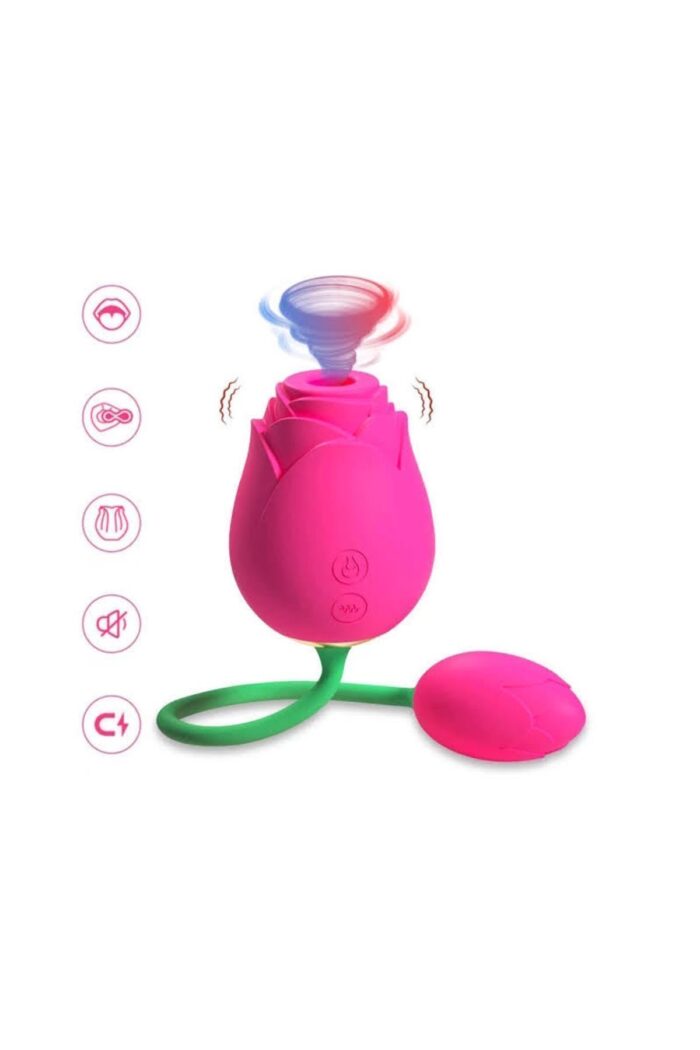 Rose Vibratör * 5 Fonksiyonlu Emme Özelliği * Vajinal-Klitoris ve G Uyarıcı Olarak Kullanıma Uygun * Çift Motorlu 10 Mod Güçlü Titreşim* Klitoris - G Nokta Uyaran Usb Şarj 7.6 Cm Gül Vibratör - Image 4