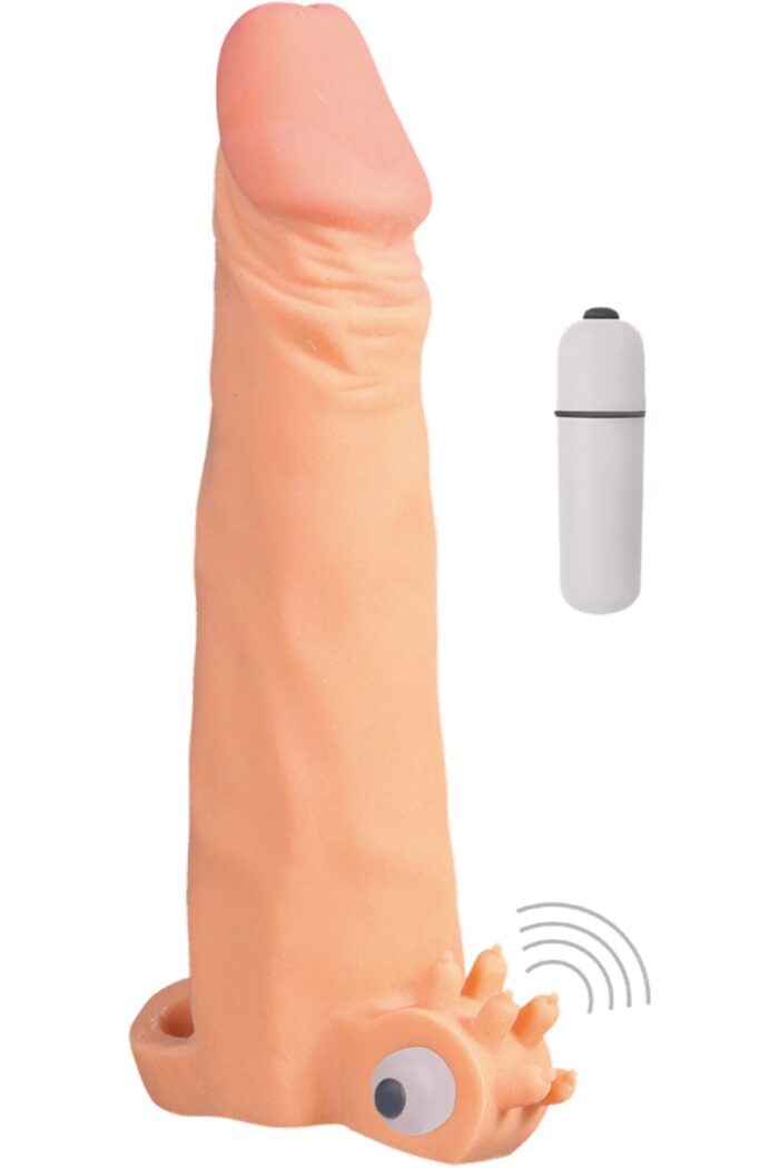 X-TENDER SERİSİ Toplam Uzunluğu 19 cm Realistik Penis Kılıfı 5.6 cm Uzatmalı Titreşimli - Görsel 2