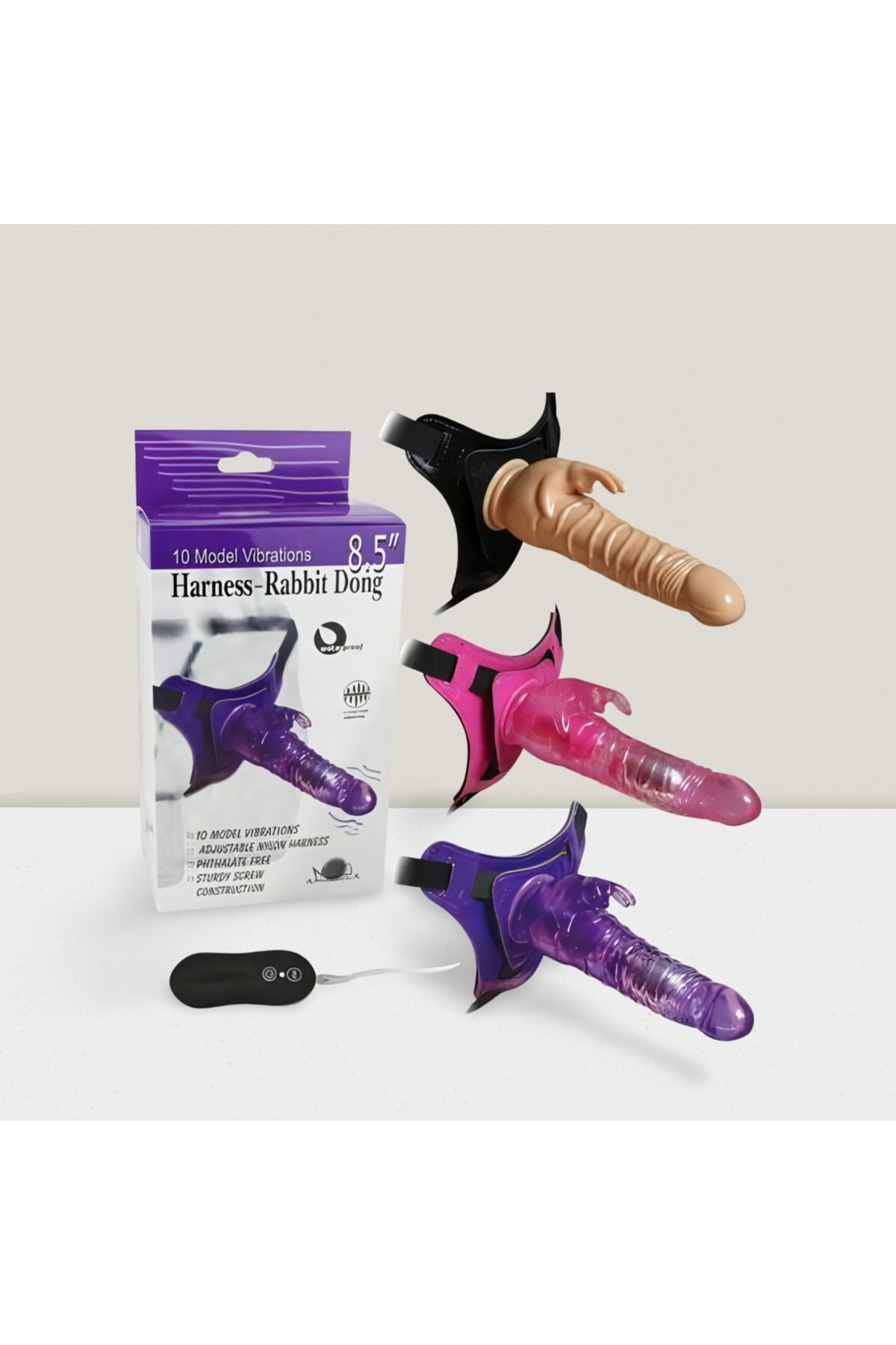 1_org_zoom-1533.jpg Harness-Rabbit Dong * Tavşan Şeklinde Uyarıcılı * Belden Bağlama Kemerli Titreşimli Mavi Renkte 10 Farklı Modu ve 21 cm Uzunluğunda Vibratör Dildo - Görsel 1