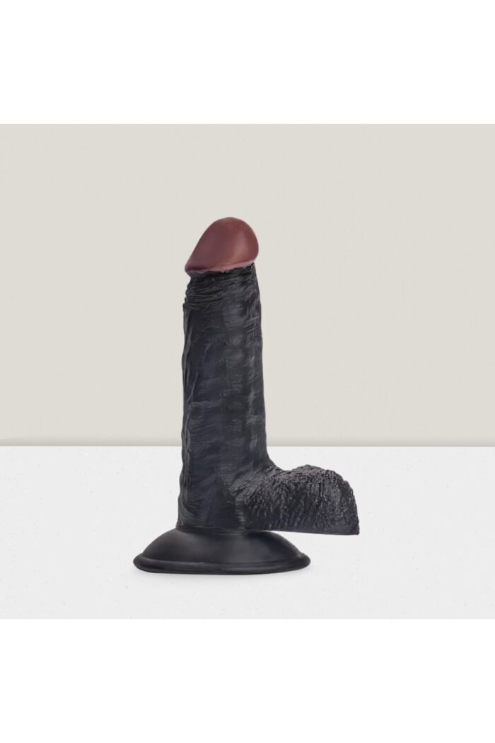 Realistik Penis Dildo - 17,5 cm-Siyah Ten Rengi - Vantuz & Esnek Yapı - Görsel 2