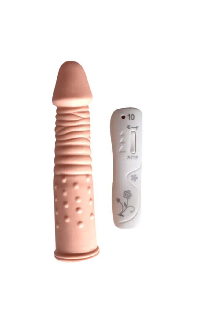 Özel Tırtıklı Titreşimli Kumandalı Dildo - Yukarı Aşağı Rotasyonlu ve Realistik Doku Vibratör Penis - Görsel 2
