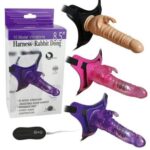 Harness Rabbit Dong Pembe | %100 Silikon | 21 cm Uzun | 10 Titreşim Modu |Tavşan Vibratör