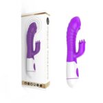 30 Modlu Özel Klitoris Uyarıcılı Tırtıklı Uç Penis Uçlu Tavşan Vibratör - Mor/Beyaz-Çift Motor