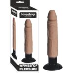Buğday Ten Renkli Titreşimli Vantuzlu Vibratör Dildo - Damarlı Yapı,