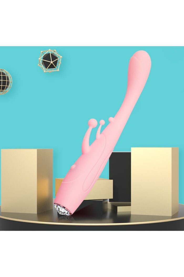 Klitoris Uyarıcılı Titreşimli Tavşan Vibratör - USB Şarjlı - Pembe-Vajinal ve Anal Kullanılabilir - Image 4