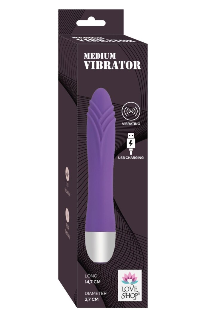 Mor Renkli Uyarıcı Medium Vibratör - USB Şarjlı -10 Fonksiyon-14,7 cm 2,7 çap - Görsel 2