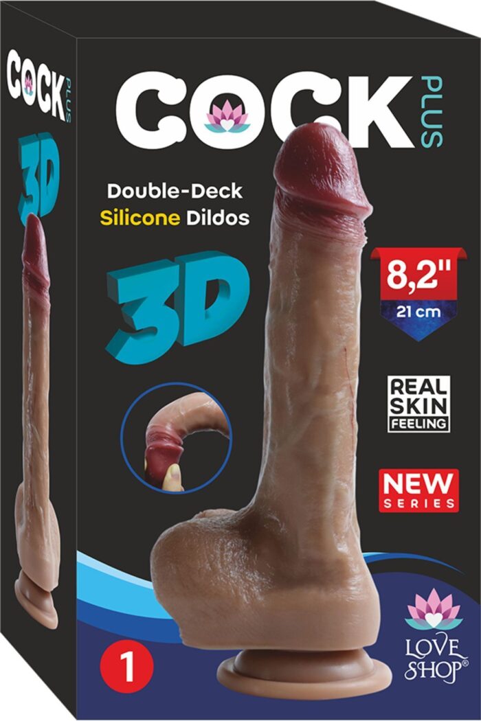 Ultra Gerçekçi Silikon Dildo - Çift Katmanlı, 21 cm, Esnek ve Vantuzlu - Görsel 2