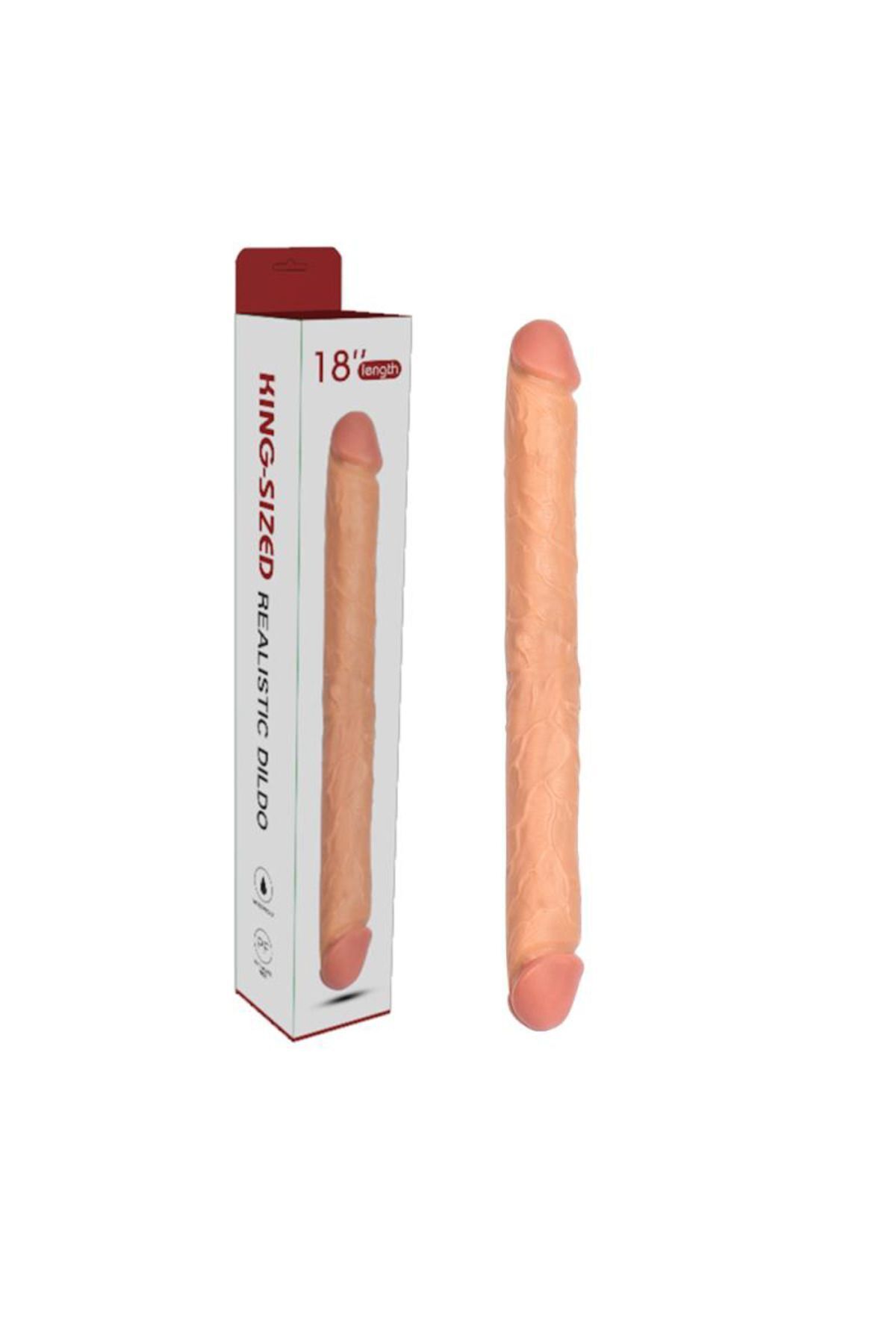1_org_zoom-1902.jpg Esnek Özel Tasarım Çift Taraflı Realistik 46 cm Dildo - Damarlı Yapı Penis - Görsel 1