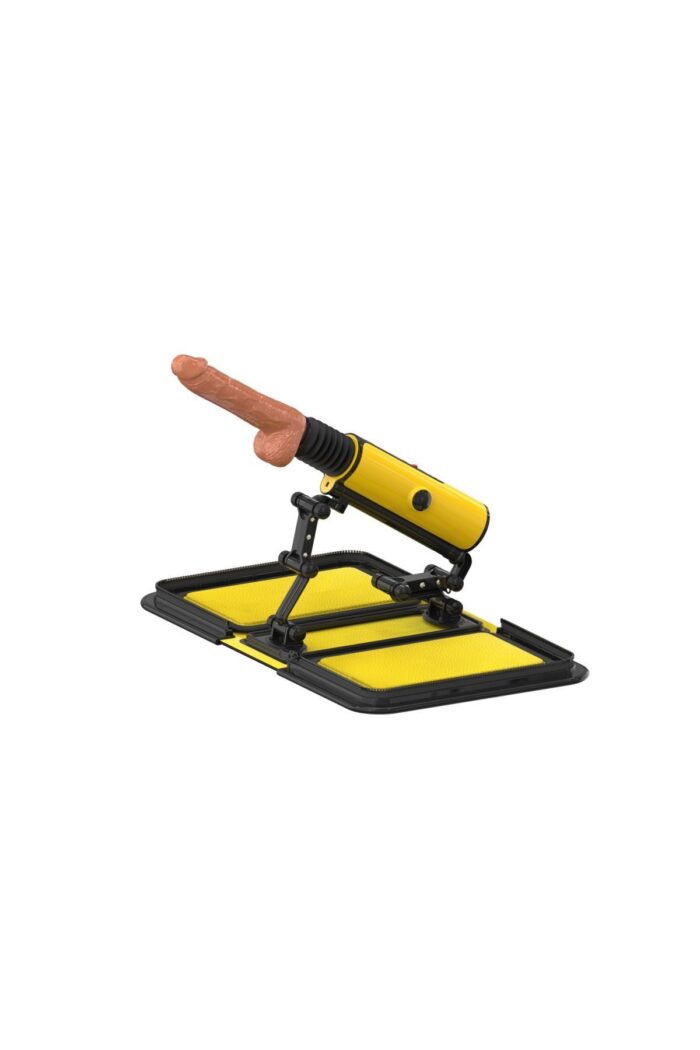 Özel Dekor Çantalı Makine - 14 cm Yapay Penis, 190 Sürtünme, Sarı - Image 2
