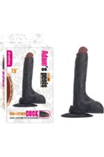 Adam's 19cm Realistik Penis - Siyah Ten Rengi, Vantuzlu, Kaliteli TPE