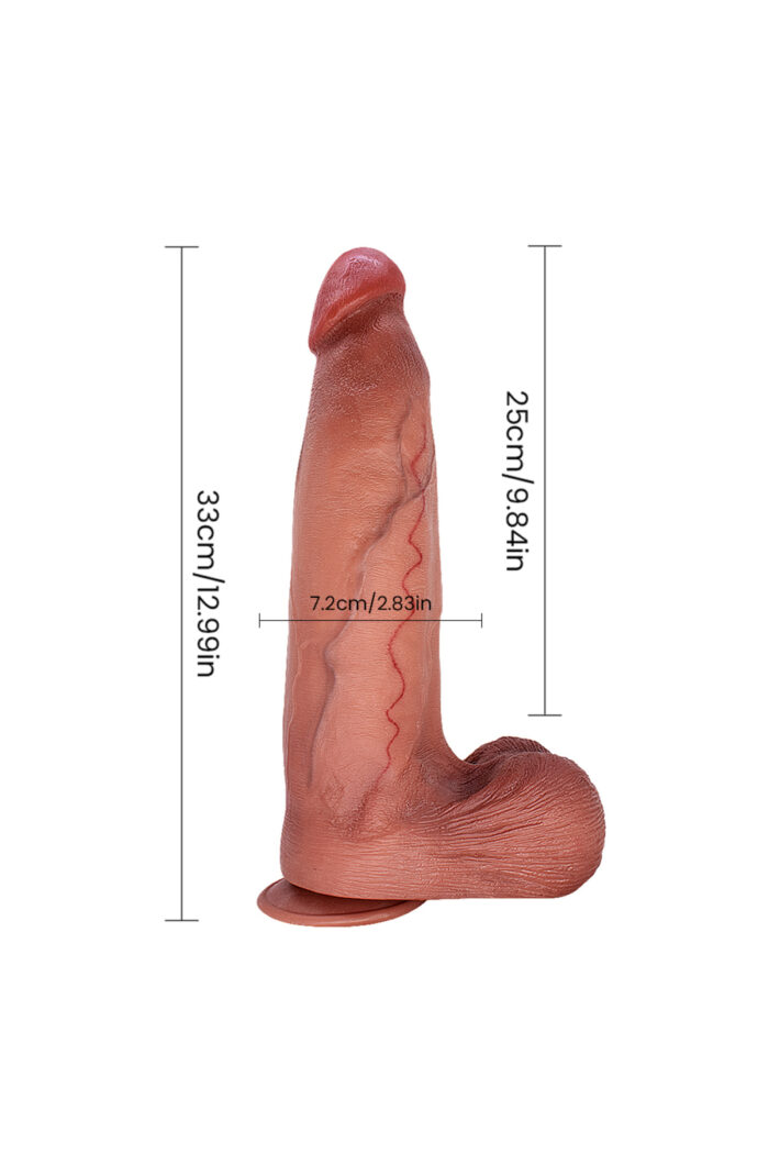Mario Titreşimli Realistik Dildo – Çift Katman TPE, Kumandalı, 33 cm Vibratör - Image 8