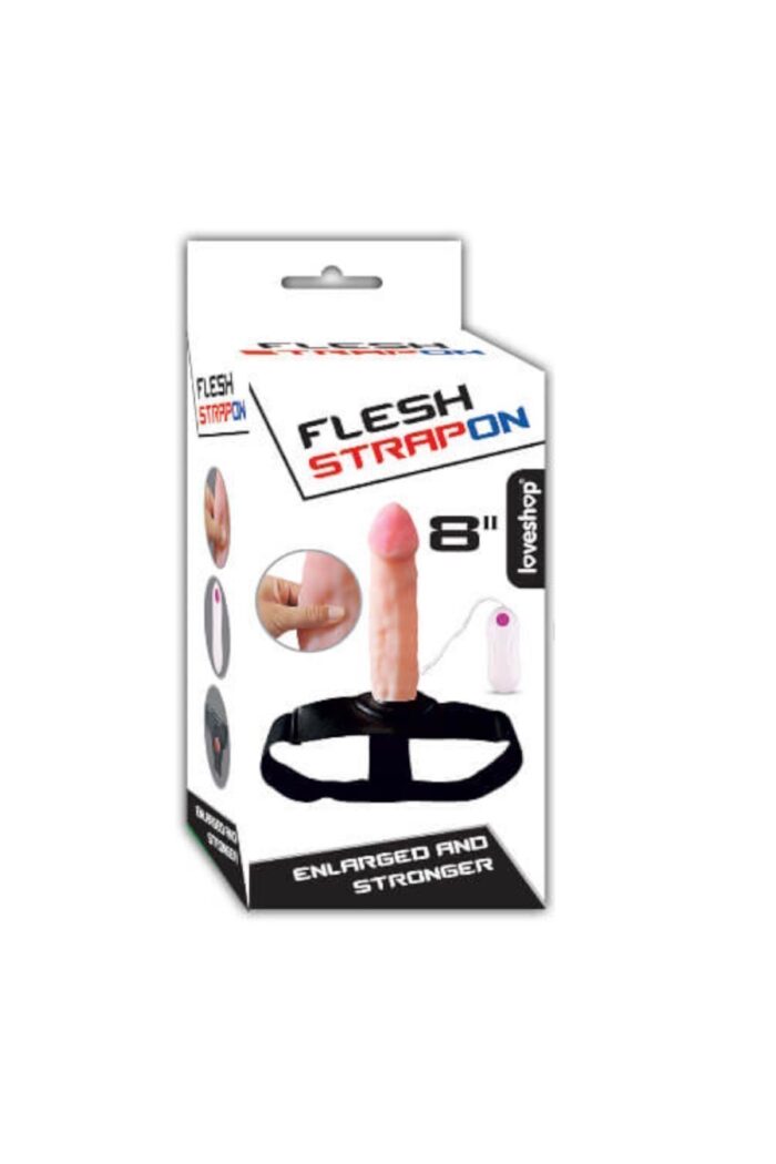 Flesh Strapon 20cm Realistik 7cm Kumandalı Titreşimli Dolgulu Içi Boş Strapon Penis - Image 3