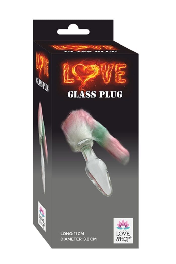 Pembe-Beyaz -Yeşil Renkte Tüylü Cam Anal Plug - Detaylı Tasarım - Cilt Dostu - Uzunluk 11 cm-3,8 cm En - Image 2