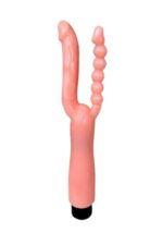 Çift Girişli Çatal Şeklinde İkili Penis Anal Plug - Çok Yönlü ve Güvenli Anal Deneyimi* Titreşimli,12 cm Uzunluğunda * Ten Renginde - Image 2