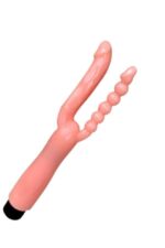 Çift Girişli Çatal Şeklinde İkili Penis Anal Plug - Çok Yönlü ve Güvenli Anal Deneyimi* Titreşimli,12 cm Uzunluğunda * Ten Renginde - Image 5