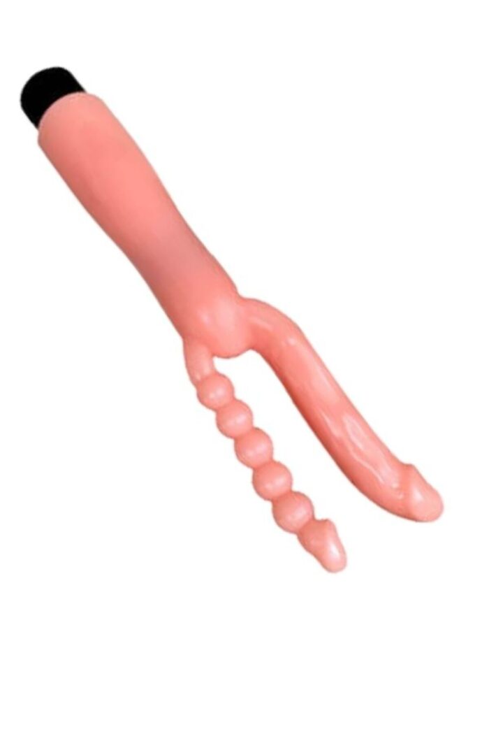 Çift Girişli Çatal Şeklinde İkili Penis Anal Plug - Çok Yönlü ve Güvenli Anal Deneyimi* Titreşimli,12 cm Uzunluğunda * Ten Renginde - Görsel 7