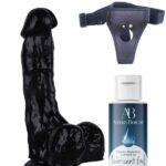 Censan Belden Bağlamalı Kayganlaştırıcı Set Noctis 18cm Siyah Dildo No:5