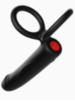 Çift Penis Halkalı Titreşimli Prostat Masaj Aleti ve Dildo Vibratör - Geciktirici Etkili & Testis Uyarıcı Esnek Silikon Anal Plug - Image 4