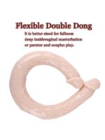 Çift Taraflı Esnek Dildo 40 cm – Gerçekçi Dokulu Ten Renk - Görsel 3
