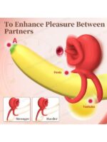 G-Noktası Uyarımlı Dönen (swing) Haraketli Dilli Titreşimli Penis Halkası – Çift Yönlü Zevk - Image 4