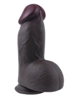 Gerçekçi Tasarımlı Geniş Çaplı Vakum Tabanlı Silikon Dildo 21 cm Siyah
