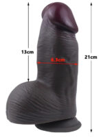 Gerçekçi Tasarımlı Geniş Çaplı Vakum Tabanlı Silikon Dildo 21 cm Siyah - Image 2