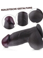 Gerçekçi Tasarımlı Geniş Çaplı Vakum Tabanlı Silikon Dildo 21 cm Siyah - Image 4