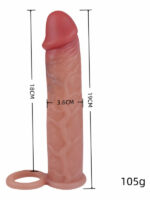 Realistik Penis Kılıfı 19 cm | Esnek Silikon Uzatıcı ve Kalınlaştırıcı Kılıf | Testis Halkalı - Image 2
