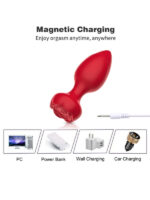 Telefon Kontrollü Full Covered Rubber Rose Anal Plug – Siyah - Görsel 3