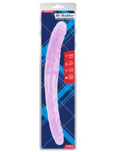 Hi-Rubber Şeffaf Jel Çift Taraflı Dildo - 45cm Mor - Image 2