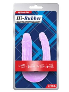 Hi-Rubber Şeffaf Jel Çift Taraflı Eğik Dildo - 17cm Mor - Image 2