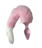 Tüylü Kuyruklu Pembe Cam Anal Plug Premium A Kalite - Görsel 4