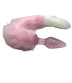 Tüylü Kuyruklu Pembe Cam Anal Plug Premium A Kalite - Görsel 3