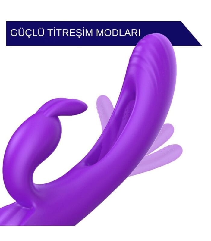 Üç Motorlu Klitoris Uyarıcı Vibratör Premium Saf Tutku %100 Liquid Silikon (Mor) - Image 6