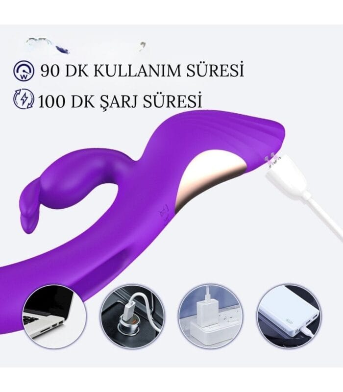 Üç Motorlu Klitoris Uyarıcı Vibratör Premium Saf Tutku %100 Liquid Silikon (Mor) - Image 5