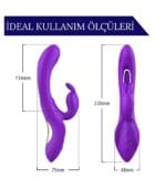Üç Motorlu Klitoris Uyarıcı Vibratör Premium Saf Tutku %100 Liquid Silikon (Mor) - Görsel 3