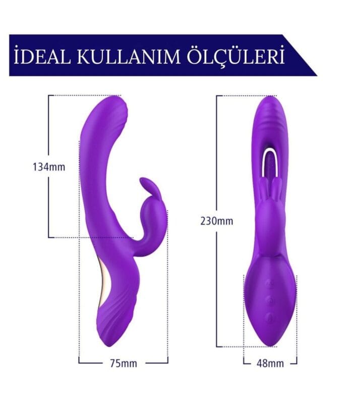 Üç Motorlu Klitoris Uyarıcı Vibratör Premium Saf Tutku %100 Liquid Silikon (Mor) - Image 3