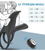 Premium Uzaktan Kumandalı Klitoris Uyarıcılı Penis Ringi - 2 Motorlu & Liquid Silikon - Image 4