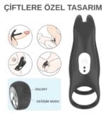 Premium Uzaktan Kumandalı Klitoris Uyarıcılı Penis Ringi - 2 Motorlu & Liquid Silikon - Image 7