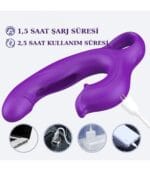 Üç Motorlu Klitoris Darbeli Vibratör Premium Saf Tutku %100 Liquid Silikon (Mor) - Görsel 5