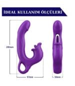 Üç Motorlu Klitoris Darbeli Vibratör Premium Saf Tutku %100 Liquid Silikon (Mor) - Görsel 8