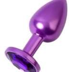 Metal Anal Plug, mor kristalli, 7,2 cm, Ø2,8 cm, 50 g