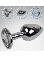 Paslanmaz Çelik Anal Plug Tıkaç Beyaz Taşlı - Image 4